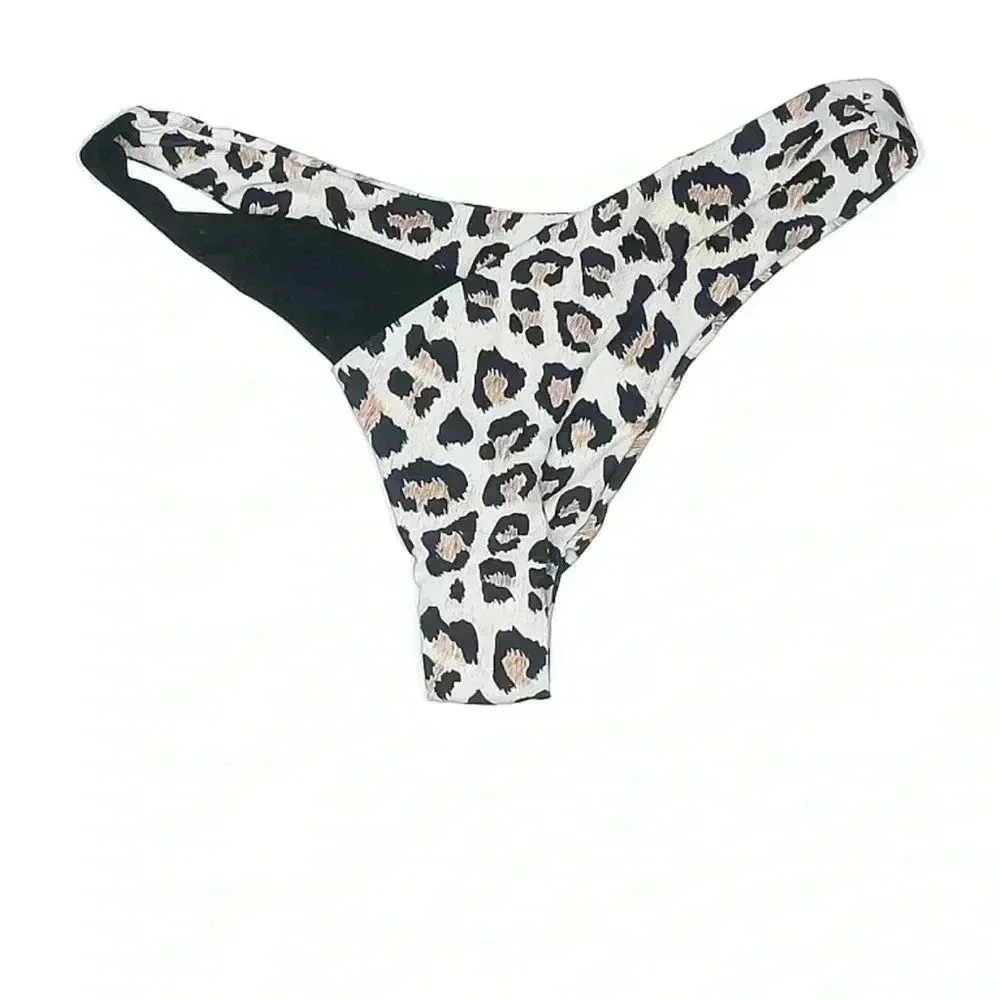 Unbranded cheetah swimsuit bottoms white black size M color block cheeky bikini
